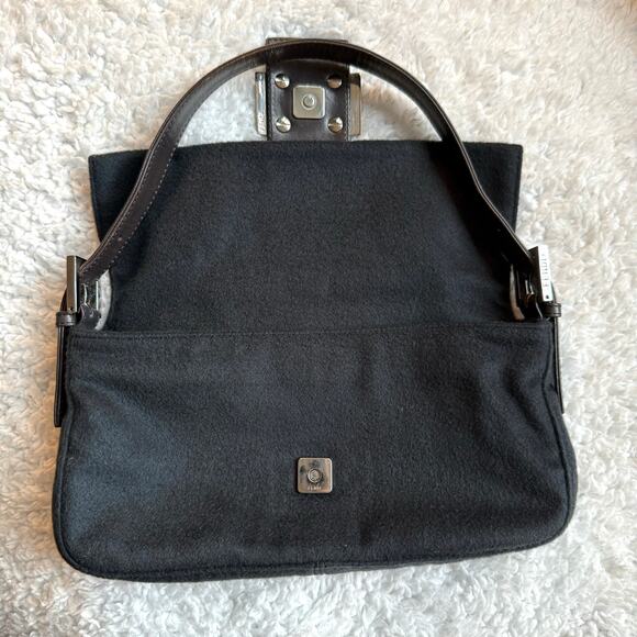 FENDI Baguette Black Cashmere Shoulder Bag Y2K Handbag Crossbody - Picture 3 of 8